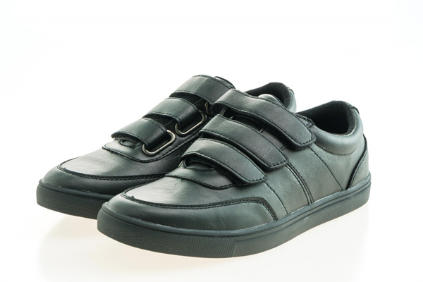 A pair of black leather shoes with two straps, suitable for formal occasions or professional attire.